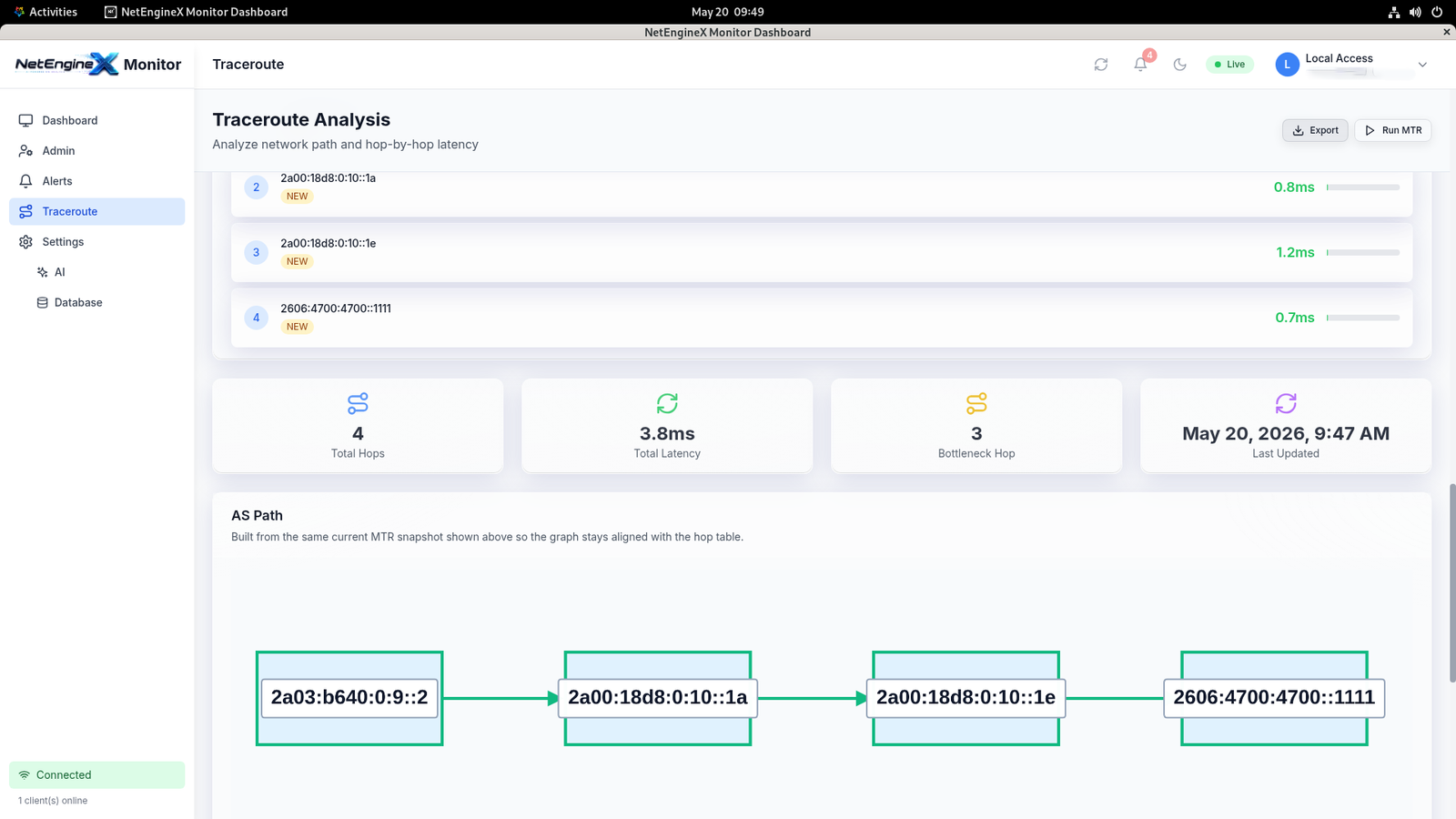 NetEngineX MTR Path Comparison